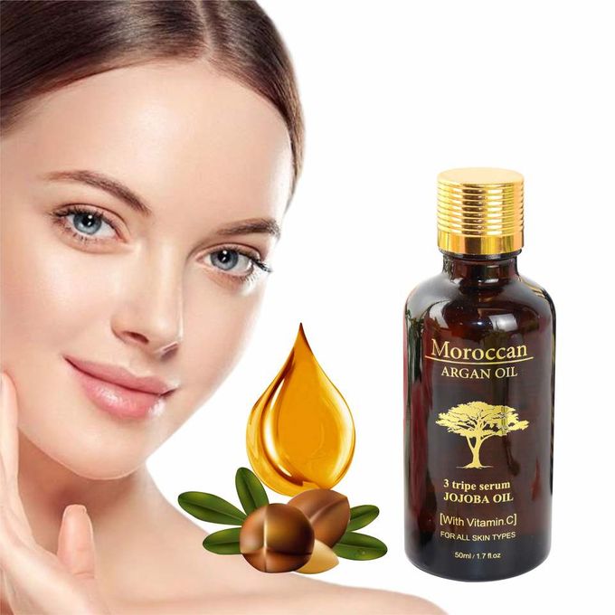 Moroccan Argan Oil Organic Anti Aging Whitening Dark Spot Removal Vitamin C Vegan Skin Care 3 Tripe Serum Jojoba For Black Skin