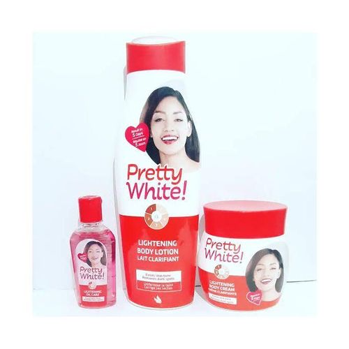 Pretty White Skin Lightening & Brightening Face & Body Lotion+ Cream+Oil