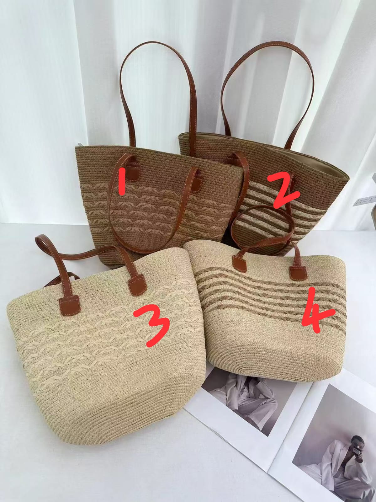 Fashion Vintage Papyrus Straw Woven Beach Bag/Women's Summer Straw Beach Bag - Braided Handbag,