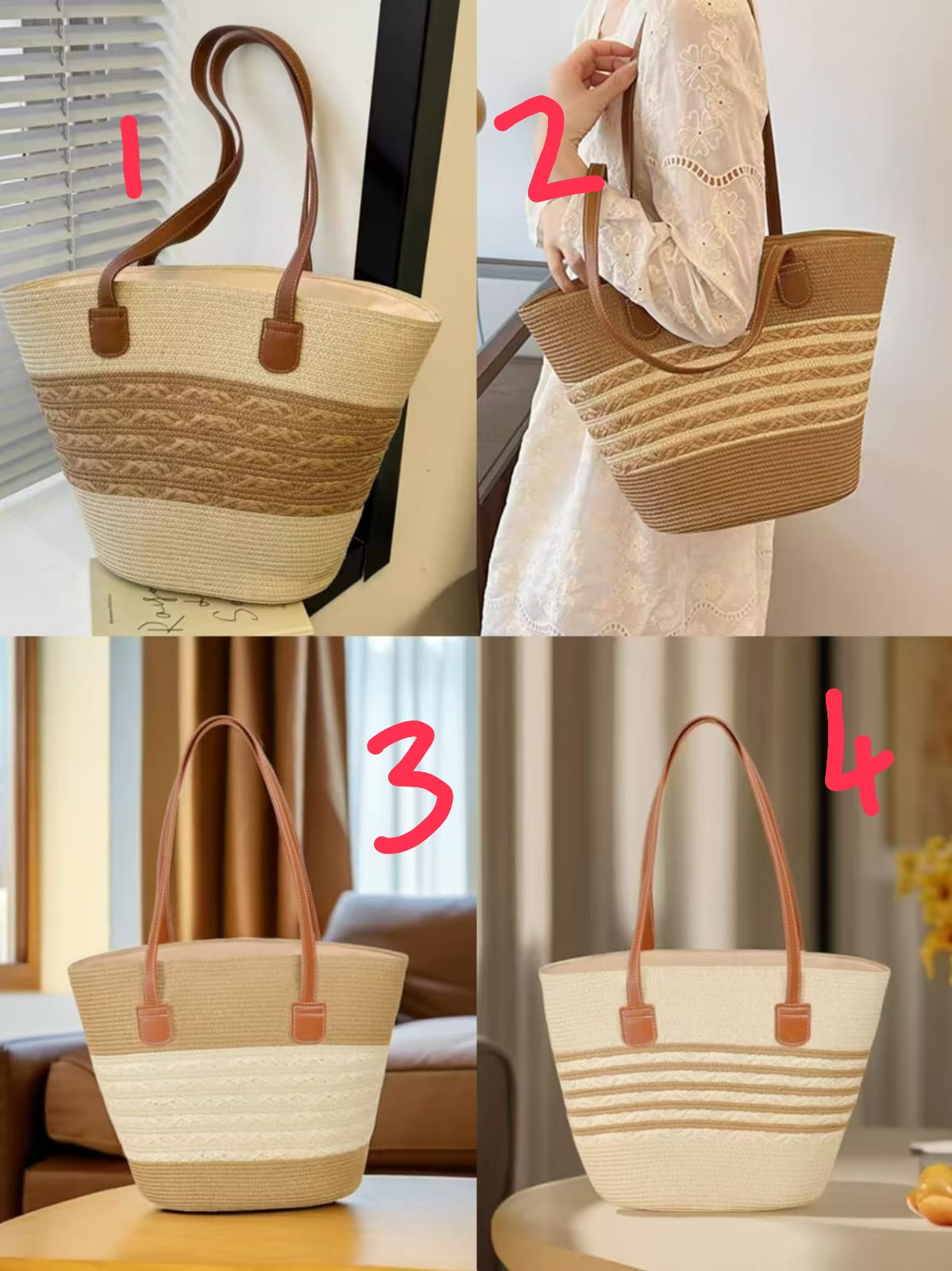 Fashion Vintage Papyrus Straw Woven Beach Bag/Women's Summer Straw Beach Bag - Braided Handbag,