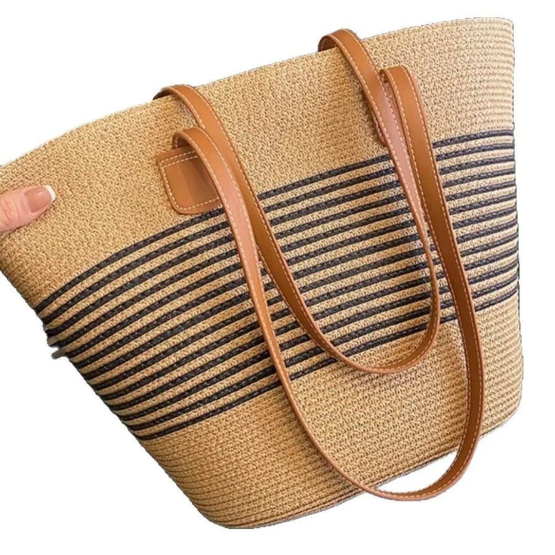 Fashion Vintage Papyrus Straw Woven Beach Bag/Women's Summer Straw Beach Bag - Braided Handbag,