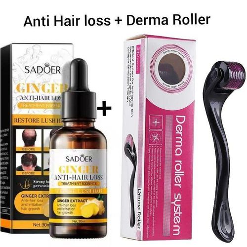 SADOER Ginger Plant Hair Growth Serum + Free DERMA ROLLER Nutrition Hair Care Hair Essence