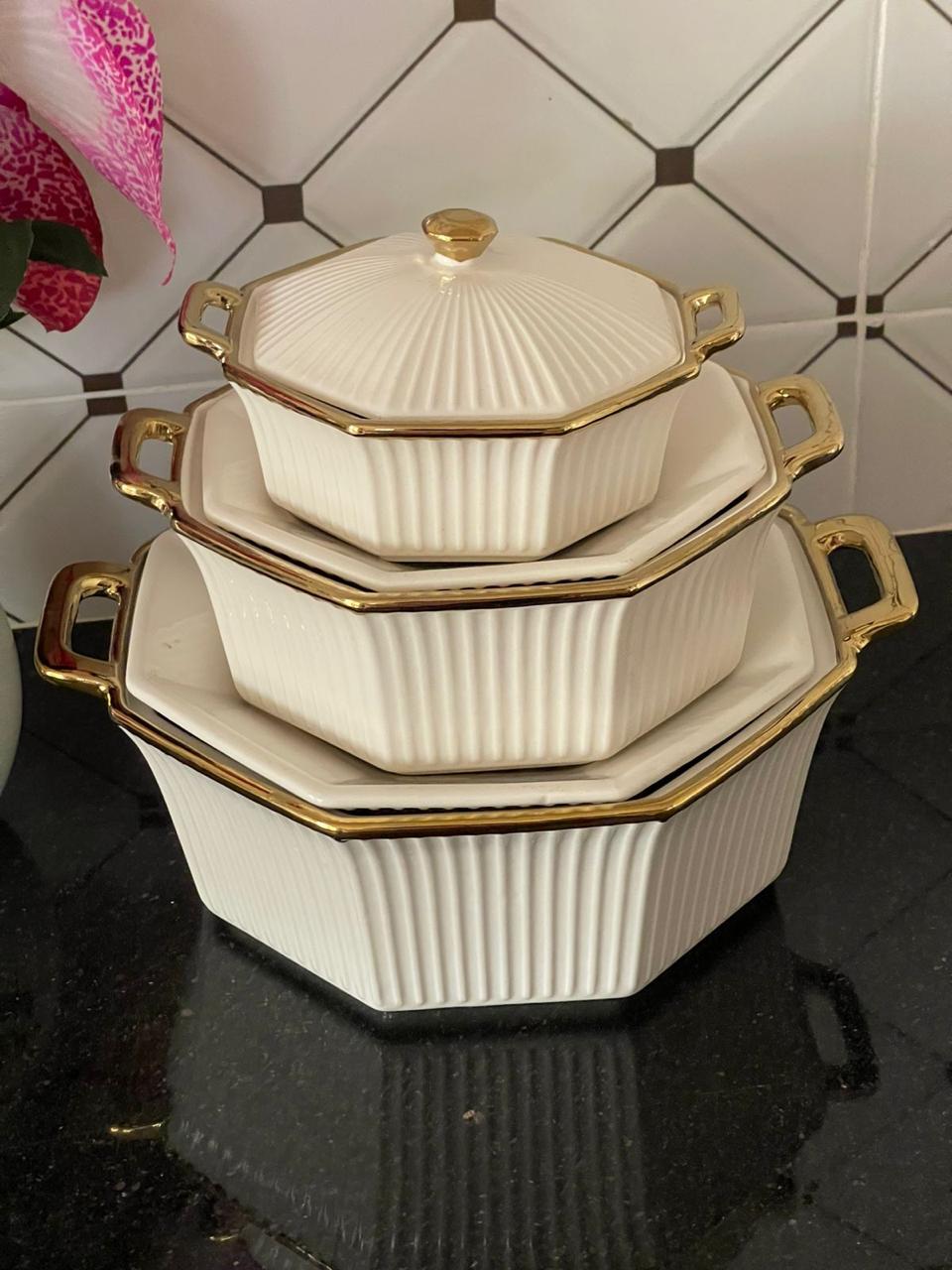 3 pcs ceramic soup potbowl Infuse a touch of elegance and sophistication into your home decor with this exquisite Unbreakable hot or cold serving bowl.