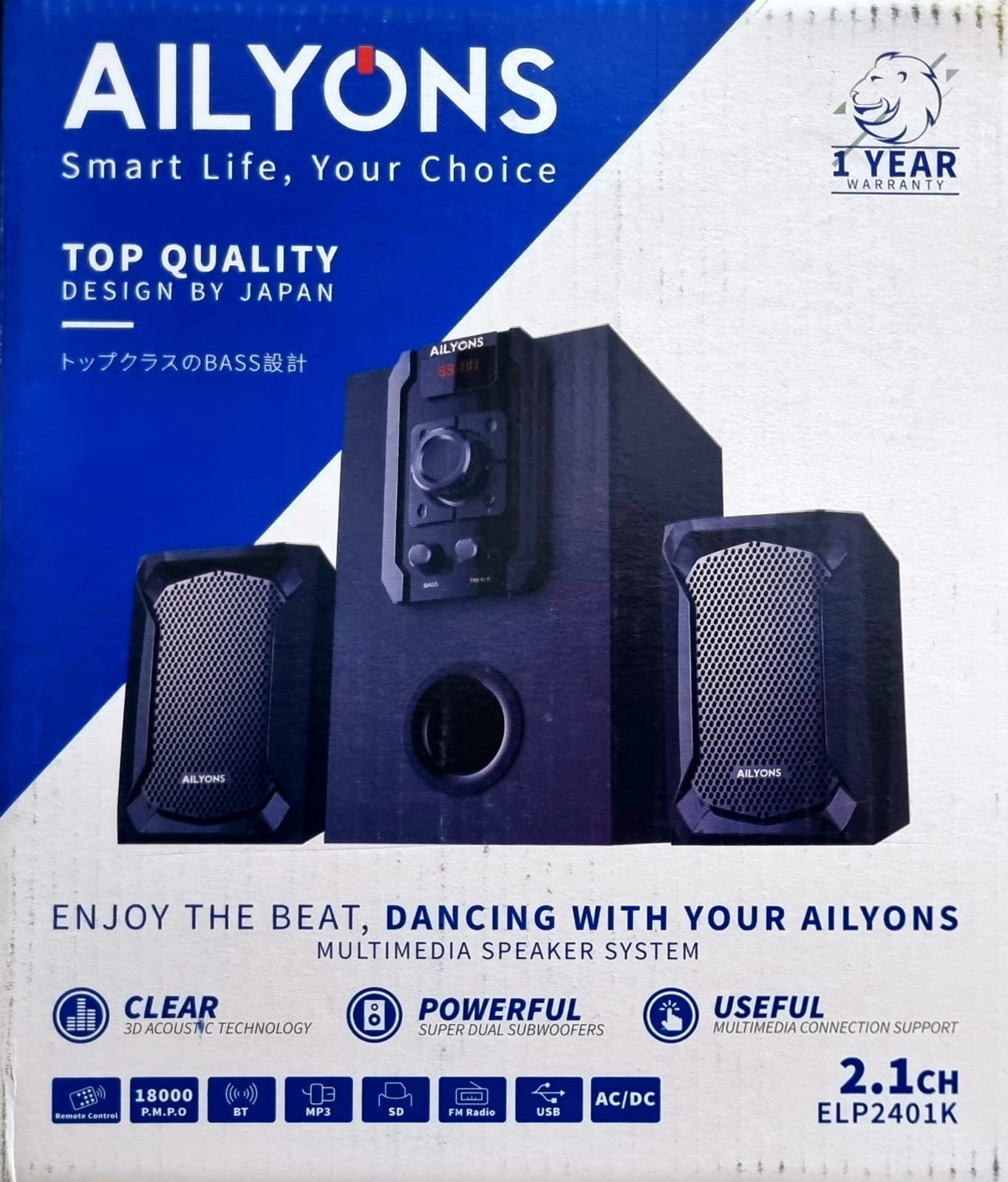 AILYONS SUB WOOFER /USB/FMThe sub-woofer gives you the best quality sound in a neat, compact unit.
