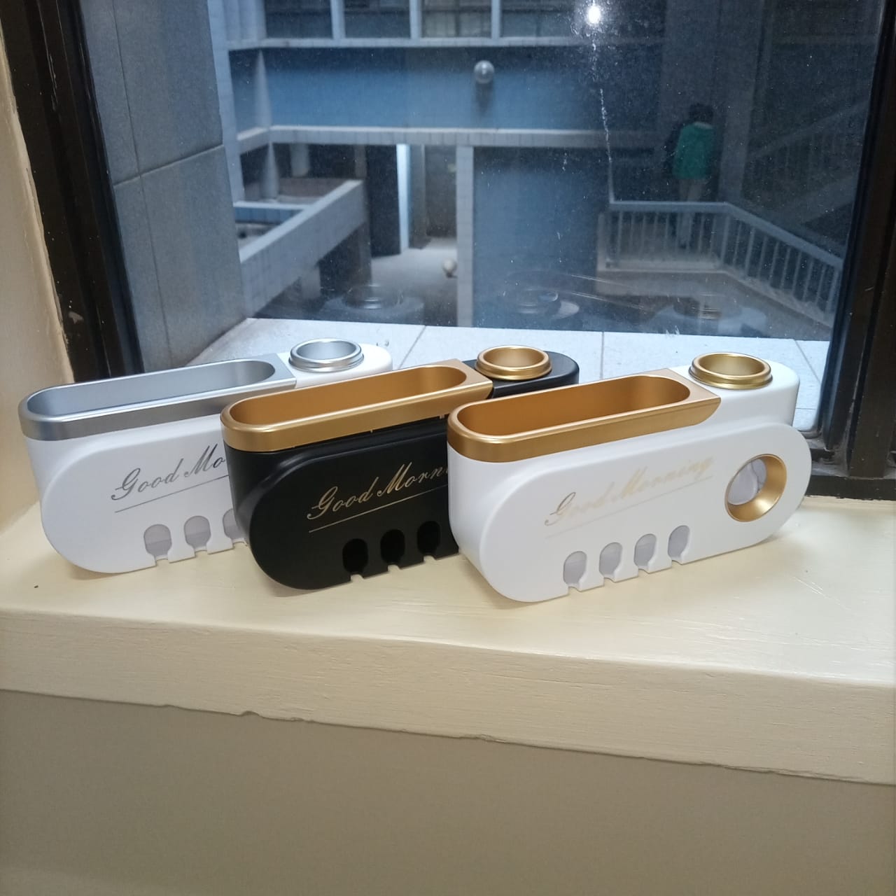 Classy Unique Good morning  toothpaste and toothbrush holder