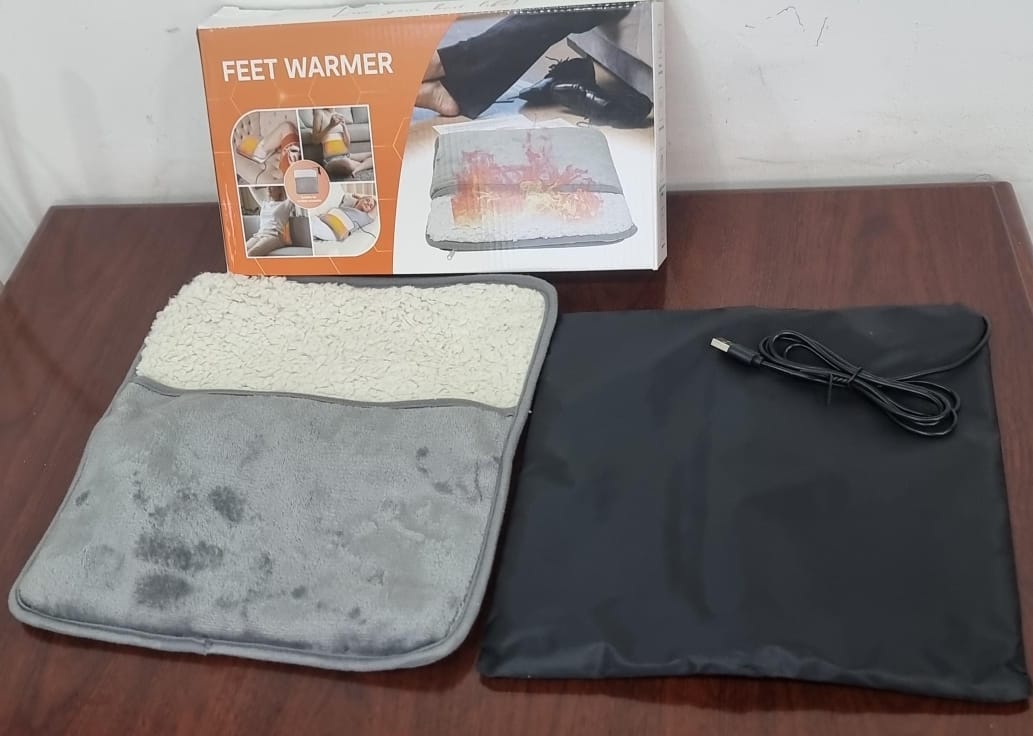 Electric USB feet warmer pocket grey colour size 30x30cm