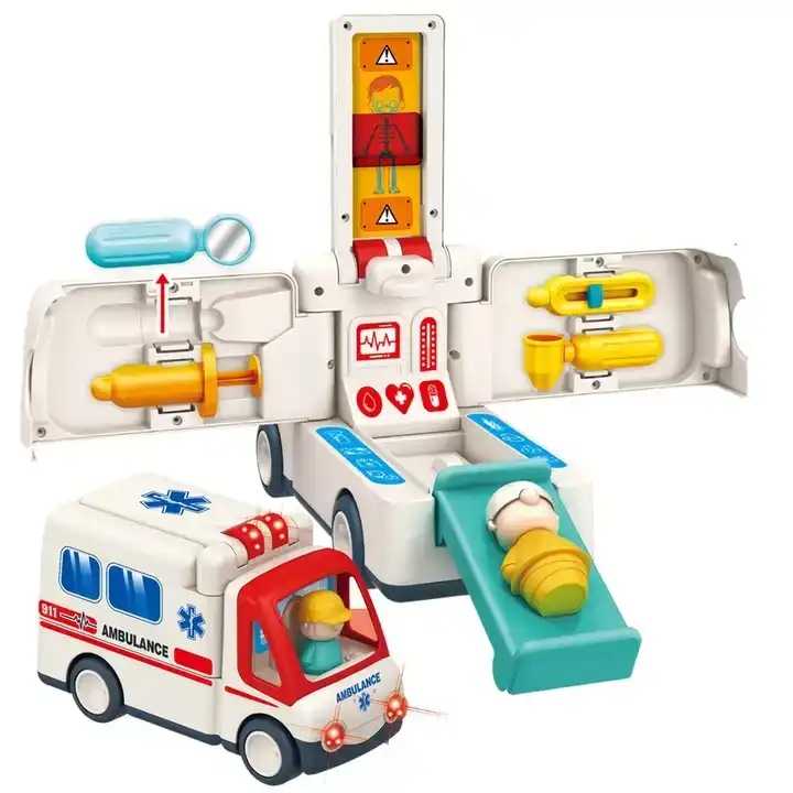 Ambulance with a patient and doctors kit