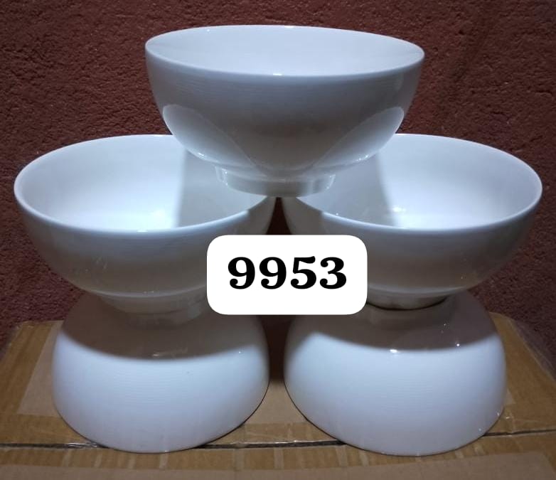 white bowl 5.5 serving soup on the dinning table, or as salad bowls or as snacks bowls as you desire