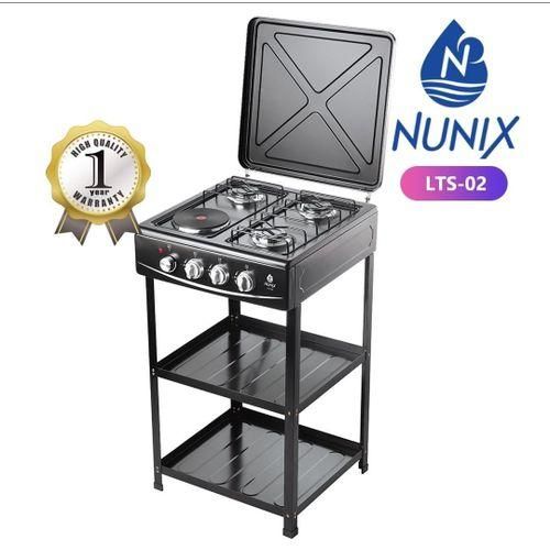CLEARANCE OFFER Nunix Cooker 3 Gas +1 Electric Plate standing Cooker Plus Shelves