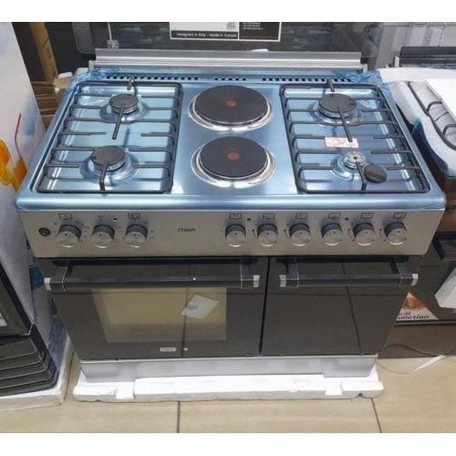 CLEARANCE OFFER Mika 60*90 standing cooker 4 Gas Pool Jet Burners + 2 RAPID Hot Plates, Auto Ignition, 4 Function Electric Oven, GAS CYLINDER CABINET