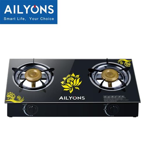 CLEARANCE OFFER AILYONS GS014-5, 2 Burner Glass Top Gas Cooker & Infrared Double Burner