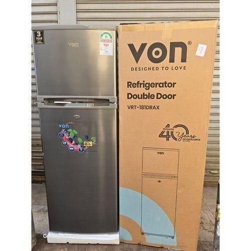 CLEARANCE OFFER VON VRT-181DRAX Double Door Fridge – 181L Energy-Efficient Refrigerator (Inox Finish)