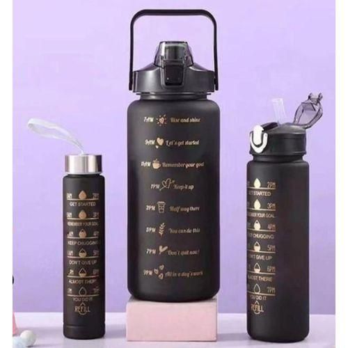 CLEARANCE OFFER 3-in-1 Set Water Bottle Motivational Sports Outdoor Travel Gym Fitness Leakproof Bottle