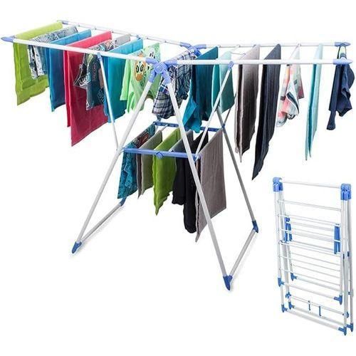 CLEARANCE OFFER Stainless Steel Foldable Clothes Drying Rack, Adjustable Wing Type Laundry Drying Rack, Indoor Outdoor Portable Clothes Hanger
