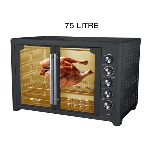 CLEARANCE OFFER Rebune Electric Oven Conventional French Oven 75LT 2800W Fan Assisted 4 Stage Switch Heating Selection 60Minute Timer -