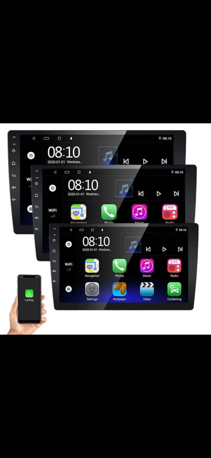 Android Intelligent Car Radio 9inch Double Din 2Din Touchscreen with Wireless CarPlay, GPS Navigation System, WiFi, FM Radio, Bluetooth, Dual USB