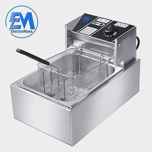 CLEARANCE OFFER Em Electromate 6 LITRES STAINLESS STEEL 6L SINGLE TANK Energy Efficient Double Electric Chips /Chicken /MANDAZIS Deep Fryer Machine