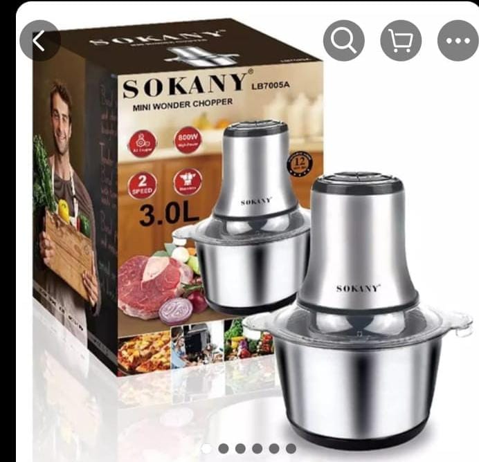 Sokany 3L Stainless Steel food chopper, blender and meat grinder