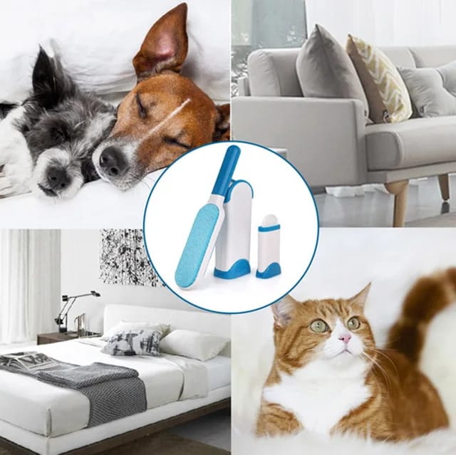 Multi-Purpose Double Sided Self-Cleaning Pet Fur Remover and Reusable Lint /Clothing, Furniture, Home Clean Brush Set
