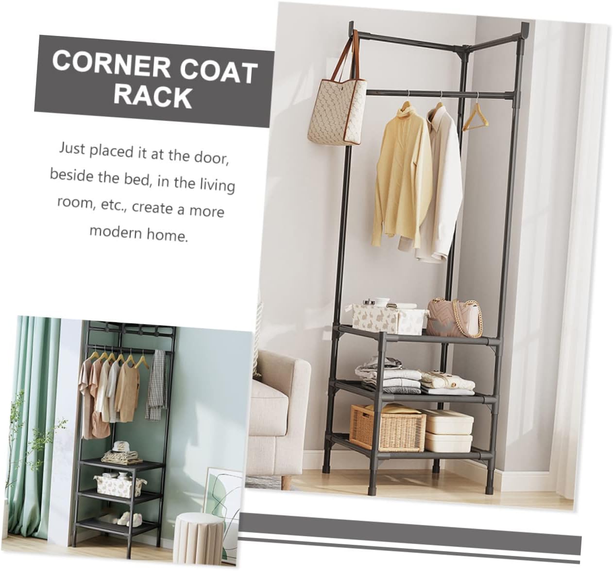 Generic Corner Coat Rack Handbags Clothes Rack Coat Rack for Display Bedroom Storage Shelf Small Coat Rack Clothes Stand Clothes Rack for Display Drying Coat Rack Drying Garment Rack