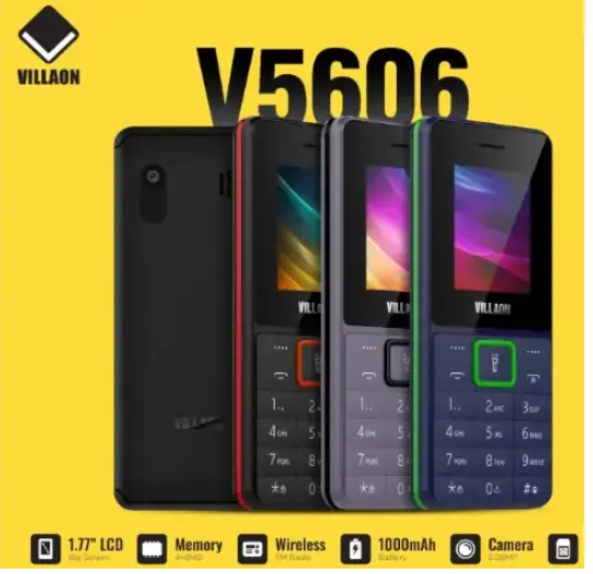 VILLAON V5606 Phone 1.77 Inch Display Dual Sim 1000mAh Battery Rear Smart Camera Bright Torch Memory card and Bluetooth Supported V 5606 Feature Phones Mobile