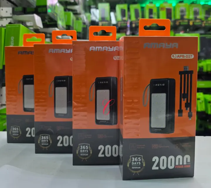 Amaya APB-D27 20000mAh Power Bank with detachable 4 cables and outdoor camping lamp APB - D27 Powerbank