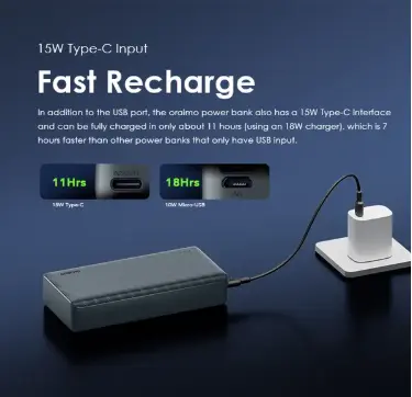 oraimo PowerBox 300 Lit 27000mAh 15W Type-C IN & OUT Power Bank + Oraimo Wired Earphones
