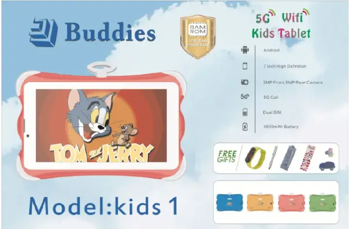 PROMOTION!!! BUDDIES KIDS 1 STUDY 5G WIFI TABLETS 8GB RAM + 256GB STORAGE With BOTH SIM CARD SLOT AND MEMORY CARD SLOT