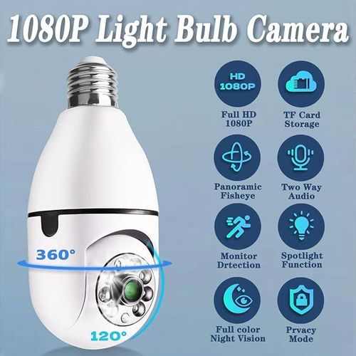 Light Bulb Security Camera,1080P Wireless Light Bulb Camera for Pet Camera, 360 ° PTZ Light Socket Camera with Motion Detection Auto Tracking