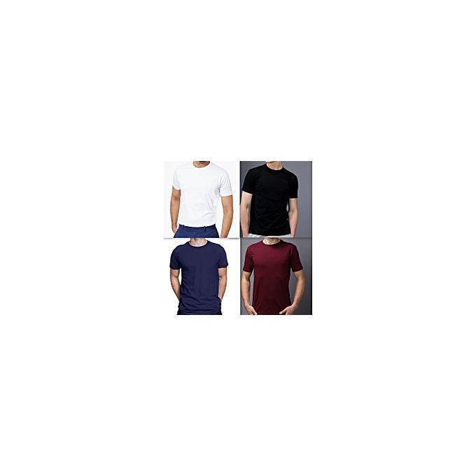 Fashion Heavy Duty Plain T Shirt-Maroon,White, Navy Blue And Black,..medium,large,xl,xxl