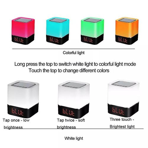 Barksdale Bluetooth Speaker Table Square Bedside Rechargeable Touch-Sensitive Warm White Night Light Touch Lamp Cube Clock LED Alarm