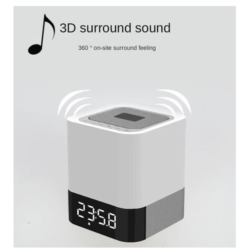 Barksdale Bluetooth Speaker Table Square Bedside Rechargeable Touch-Sensitive Warm White Night Light Touch Lamp Cube Clock LED Alarm