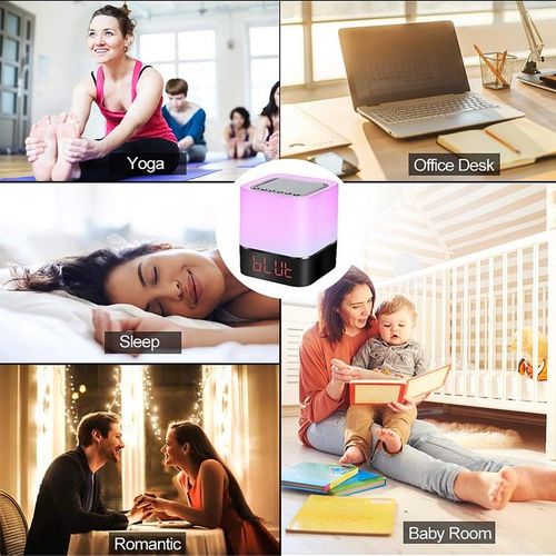 Barksdale Bluetooth Speaker Table Square Bedside Rechargeable Touch-Sensitive Warm White Night Light Touch Lamp Cube Clock LED Alarm