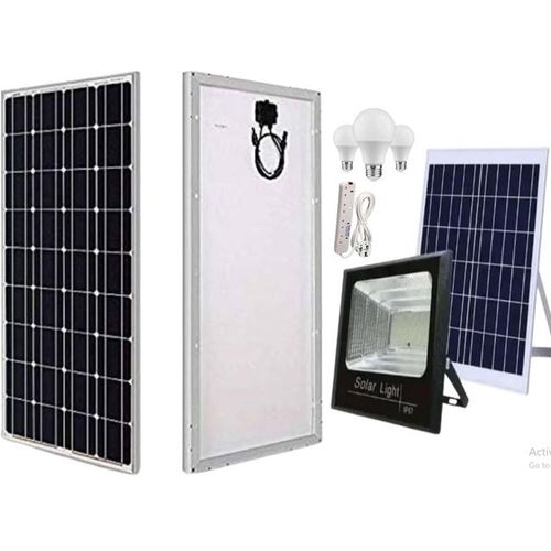 Sunlight Solar 150W solar panel Monocrystalline All Weather solar panel + Free 50W solar floodlight +Bulb