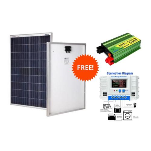 Sunlight Solar 350 Watts Solar Panel Monocrystalline Solar Panel + Free 30A Solar Charge Controller + Free 1000 Watts Solar Inverter DC to AC 1000W Inverter