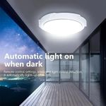 JSOT Intelligent 100Watts Solar Powered Ceiling Light - Remote Control, Sensor Light, Timing Function, Auto-On/Off, Energy-Efficient, Waterproof, Perfect for Home Porch, Courtyard
