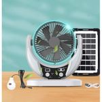 GDTIMES 6inch Solar fan with solar panel, USB rechargeable fan 180° rotation cooling 2 speed fan with Led Light
