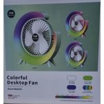 Desk Fan with LED Light,5 Color Modes Portable Table Fan 180° Tilt,USB Rechargeable Fan,Quiet Cooling Fan for Bedroom Office Outdoor Camping Fan