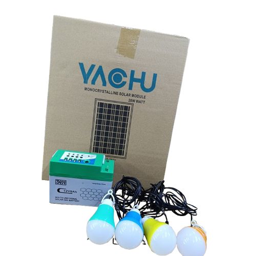 Offgrid Solar Lighting System with 4 Bright LED Bulbs, 12V 9AH Battery and 20W MONO Solar Panel