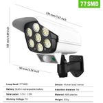 Solar Light 180W Solar Wall Lamp Motion Sensor Wireless Security Dummy Camera 77 LED Outdoor Flood Light