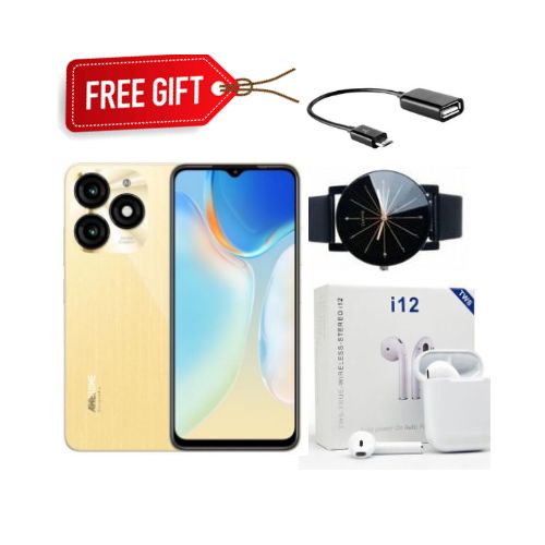 Itel A70 6.6" , 256GB ROM + Up To 12GB RAM, 4G, 5000mAh - Brilliant Gold + Free Gifts