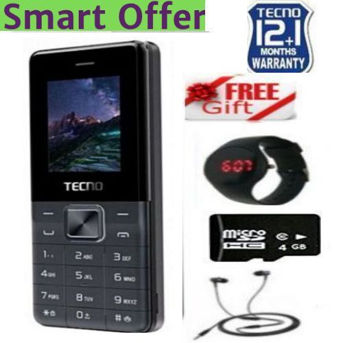 Tecno T 301, (Dual Sim) FM, Button Phone KABAMBE PHONE-Black + FREE GIFTS KADUDA
