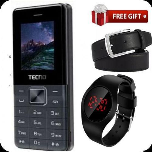 Tecno BEST SMALL PHONE // BUTTON PHONE // T301 2/Dual Sim,Button/KABAMBE/KATULULU/MULIKA MWIZI + FREE WATCH AND BELT