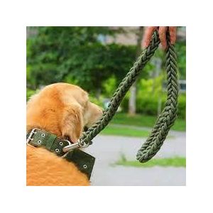 “Adjustable Easy‑Grip Rolled‑Up Dog Collar & Leash Set — Anti‑Hair Tangling, Available in Black & Brown”