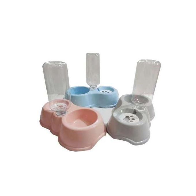 2‑in‑1 Automatic Double Pet Bowl & Water Dispenser – 500 ml PP Water Tank, Moisture‑Proof Mouthpad, Perfect for Cats & Small Dogs (3 Colors)”