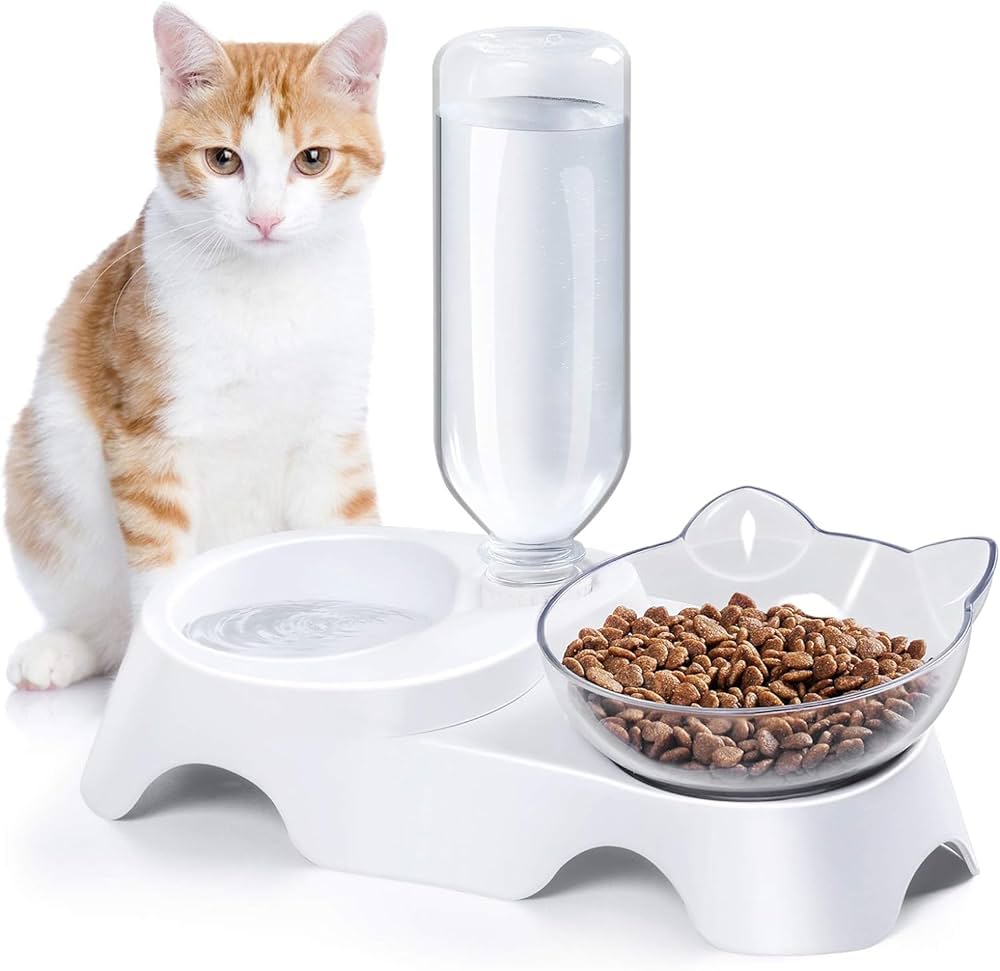 2‑in‑1 Automatic Double Pet Bowl & Water Dispenser – 500 ml PP Water Tank, Moisture‑Proof Mouthpad, Perfect for Cats & Small Dogs (3 Colors)”