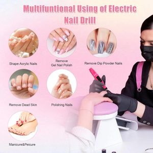 Variable Speed Rotary Nail Drill Machine –– Professional Electric Manicure Tool with 5-Piece Drill Bit Set, 3000–20000 RPM, Double Insulated & Lightweight for Precision Nail Care