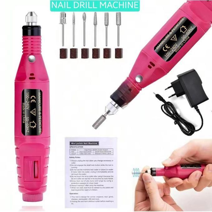 Variable Speed Rotary Nail Drill Machine –– Professional Electric Manicure Tool with 5-Piece Drill Bit Set, 3000–20000 RPM, Double Insulated & Lightweight for Precision Nail Care