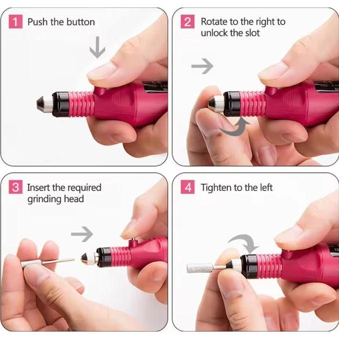 Variable Speed Rotary Nail Drill Machine –– Professional Electric Manicure Tool with 5-Piece Drill Bit Set, 3000–20000 RPM, Double Insulated & Lightweight for Precision Nail Care