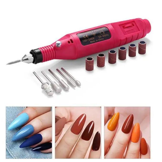 Variable Speed Rotary Nail Drill Machine –– Professional Electric Manicure Tool with 5-Piece Drill Bit Set, 3000–20000 RPM, Double Insulated & Lightweight for Precision Nail Care